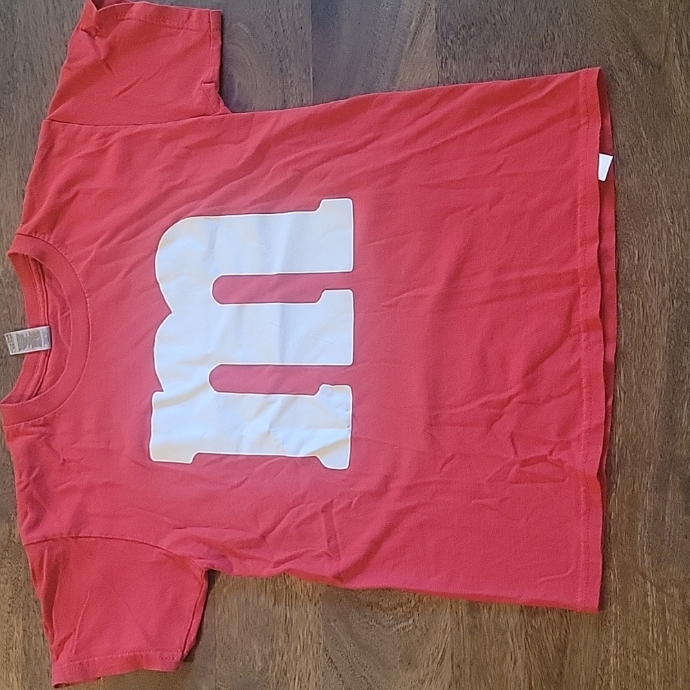 Red Tee with White M Print